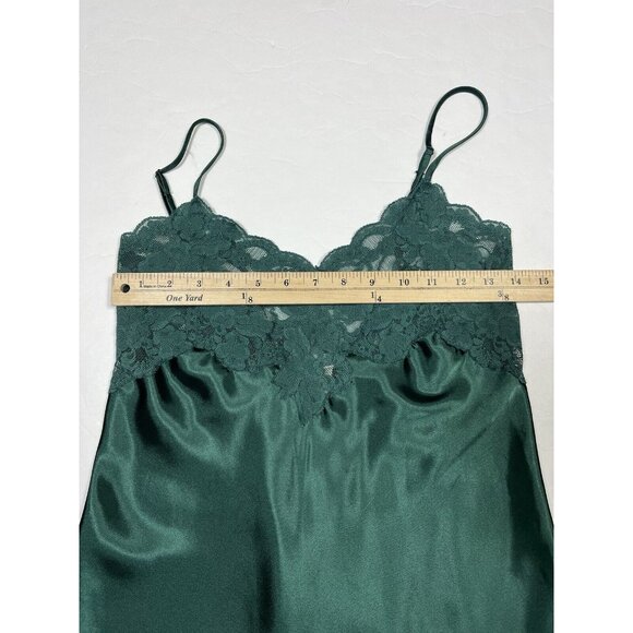 Victoria Secret Satin Dress Women Small Green Maxi Slip Dress Y2K Lace Trim - Picture 8 of 8